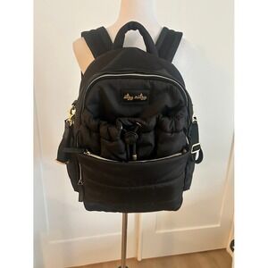 Itzy Ritzy Black Puffer Backpack Diaper Bag Organize Travel Versatile Change Pad